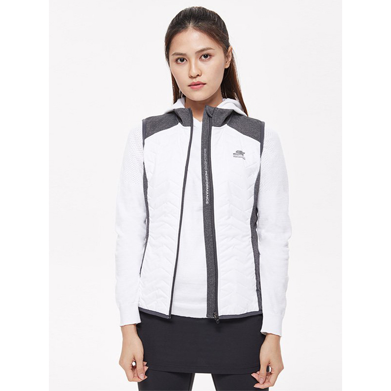 skechers斯凯奇女装新款棉服马甲轻量保暖棉背心外套seaww18y062