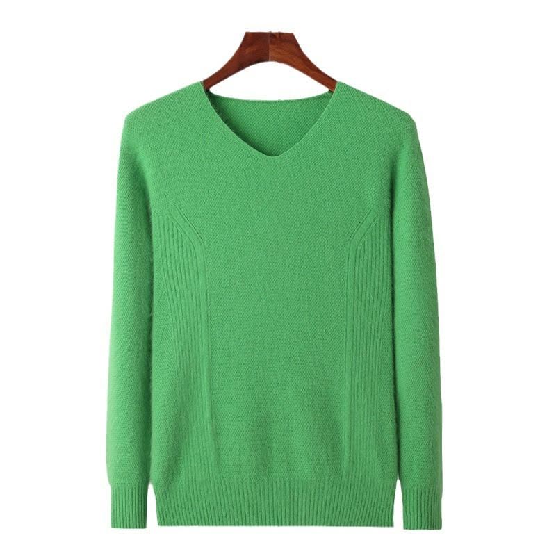 秋冬男士V领貂绒毛衣纯色套头绒衫大码保暖打底针织羊毛衫图片