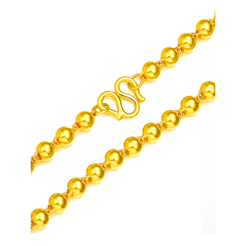 zhaoliang兆亮珠宝黄金项链男女款金足金999纯金链子光珠圆珠佛珠视频