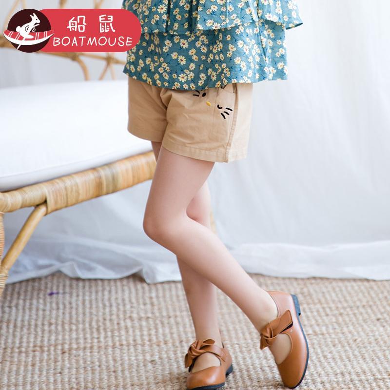 boatmouse船鼠女童短裤夏薄款外穿 卡通休闲卡其色儿童热裤宝宝裤子