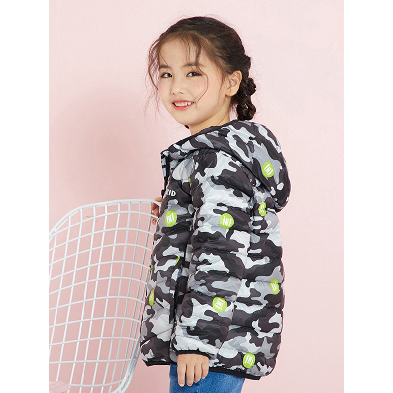 千仞岗(CHERICOM)秋冬新款儿童羽绒服男童女童时尚迷彩连帽保暖冬装外套