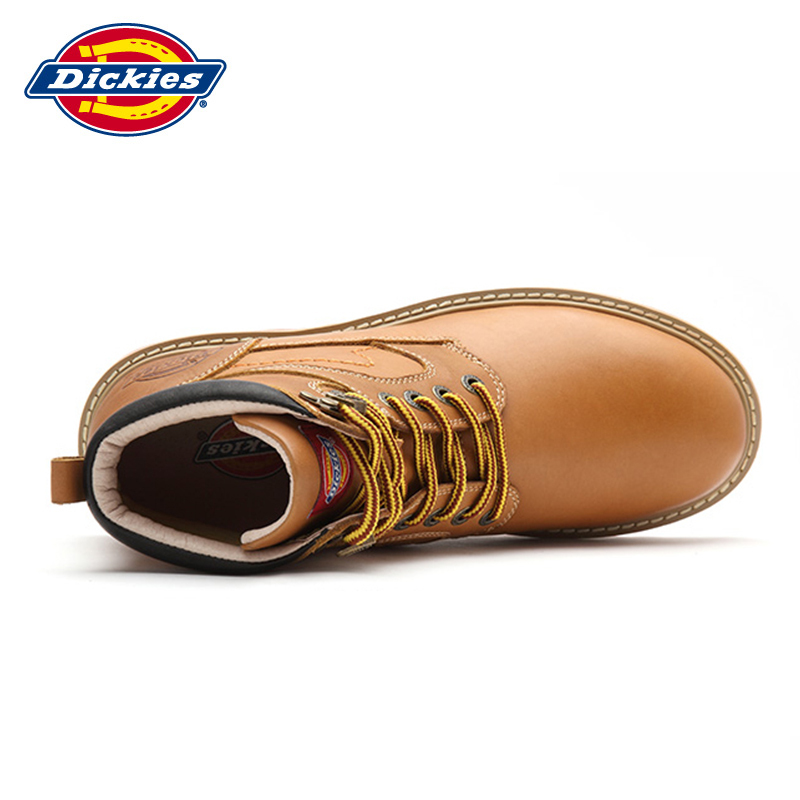 dickies男鞋2018秋冬季马丁靴男油蜡皮高帮潮靴大黄靴163m50lxg02