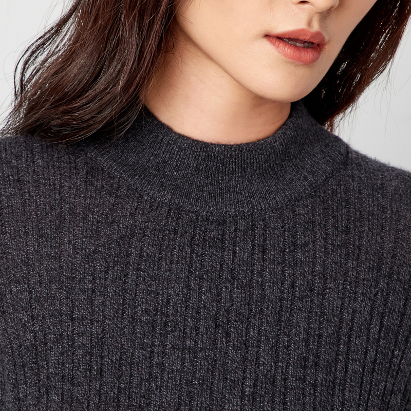 鄂尔多斯erdos秋冬半高领抽条女式针织套衫羊绒衫c274a0055