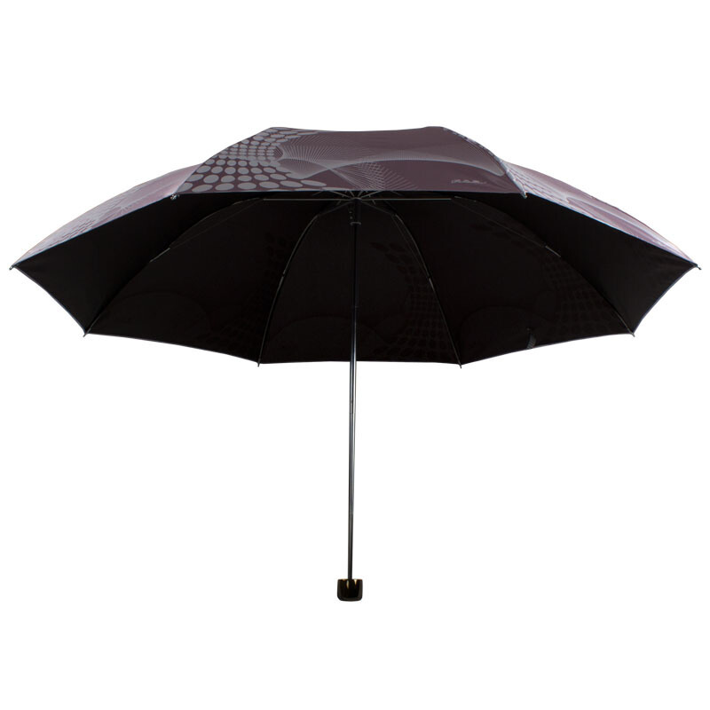天堂伞upf50缎面黑胶丝印抽象图案三折晴雨伞太阳伞15003elcj粉色