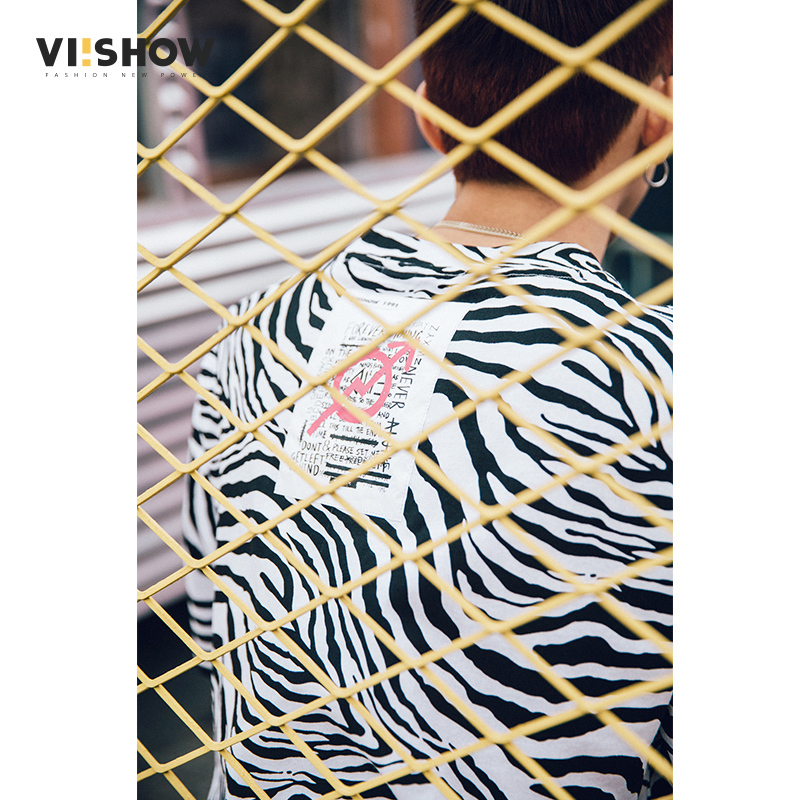 viishow短袖T恤男潮牌条纹斑马男士半袖T恤夏季上衣7