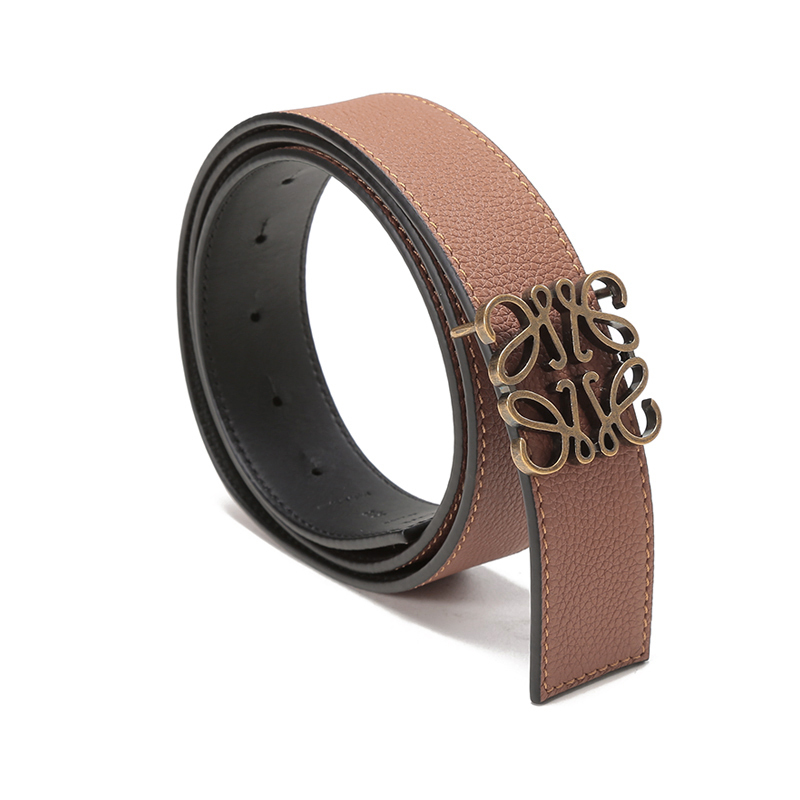 罗意威loewe男士粒面牛皮革anagram扣不可裁剪双面皮带腰带e619z20x04