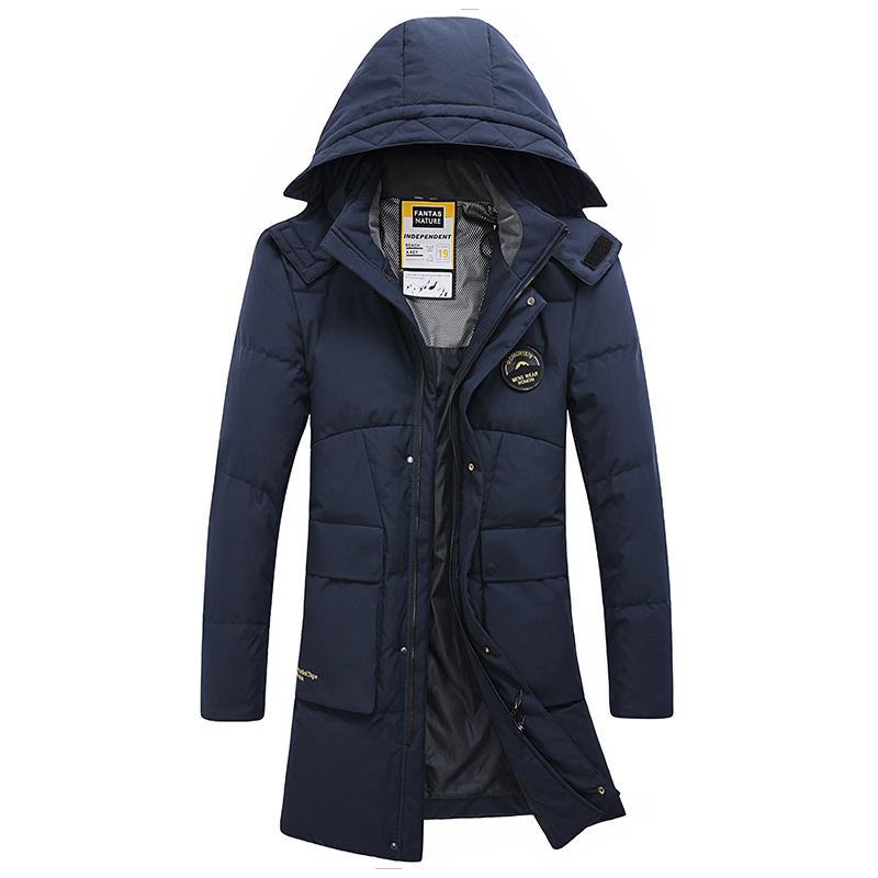 冰洁羽绒服男中长款加厚保暖冬季外套连帽过膝长款男士羽绒服潮