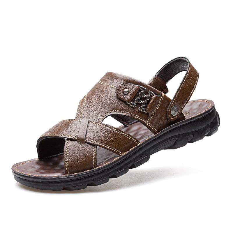 男凉鞋真皮夏季拖鞋新款头层牛皮男士休闲沙滩鞋爸爸鞋子图片