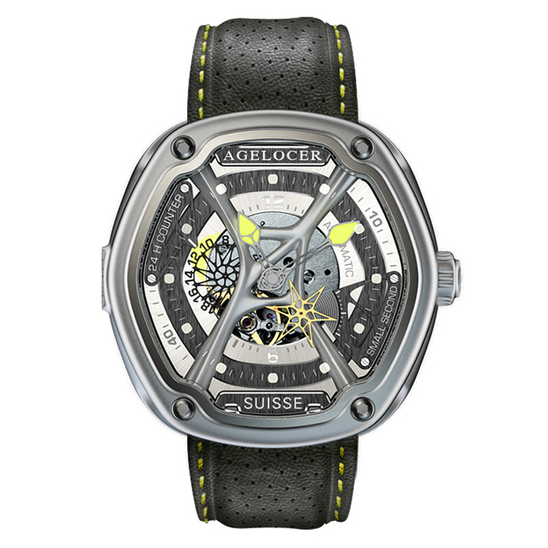 艾戈勒(agelocer)手表 瑞士进口夜光全自动机械表 男士休闲运动时尚