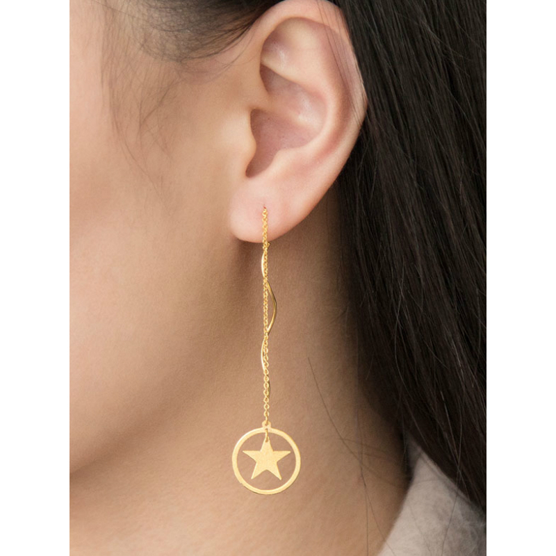 金大福kingtaifook黄金耳饰女士款黄金耳线星星款足金999耳饰黄金耳坠