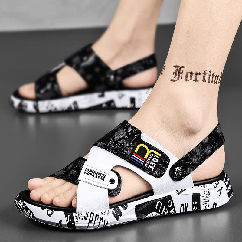 凉鞋男新款时尚开车拖鞋休闲运动防滑软底户外沙滩鞋图片