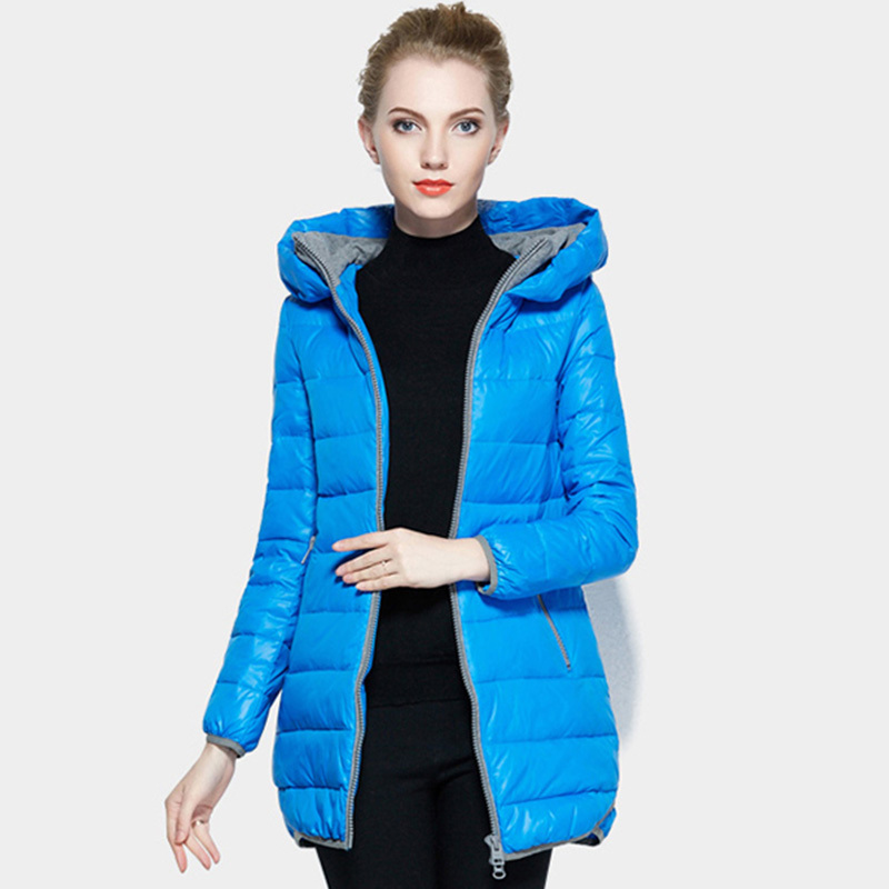 yaloo/雅鹿羽绒服女中长款潮 韩版修身连帽冬装外套 保暖羽绒衣