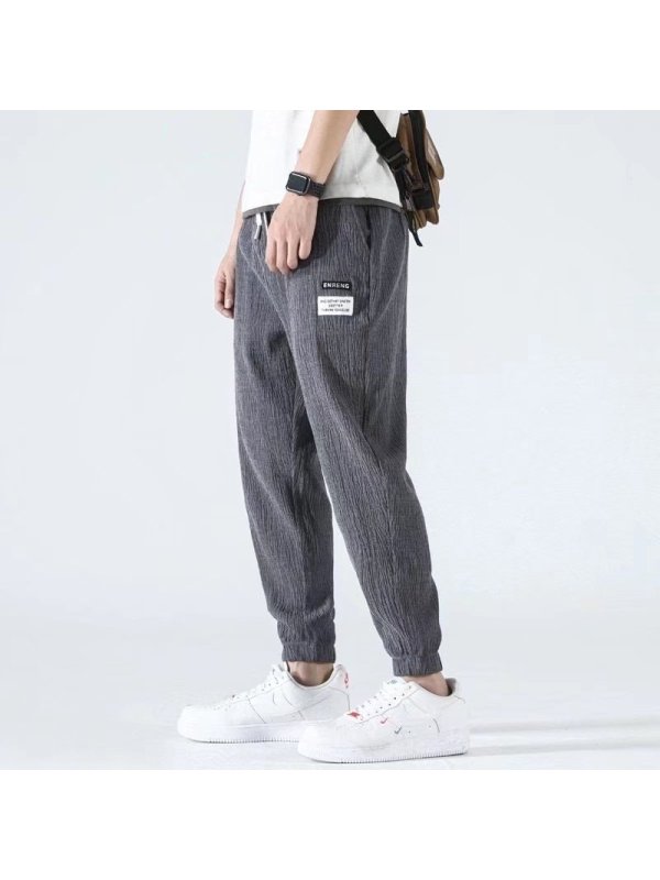 冰丝裤子男夏季新款韩版薄款休闲宽松大码束脚运动哈伦裤