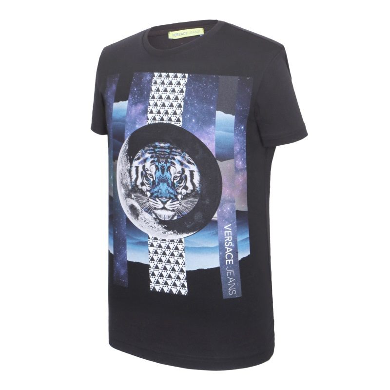 VERSACE JEANS男士黑色棉质短袖T恤衫B3GRA75C 30134 899