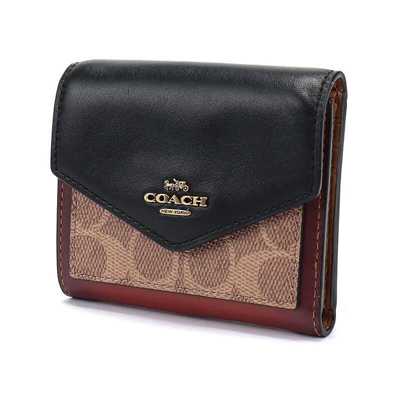 COACH 蔻驰 奢侈品 女士涂层帆布配皮短款钱包 32610