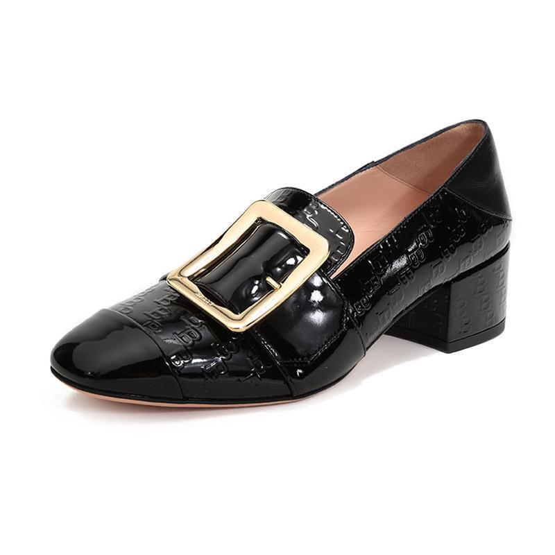 BALLY 巴利 女士 羊皮方扣装饰可踩脚单鞋乐福鞋中跟鞋 JANELLE 40 BB EM