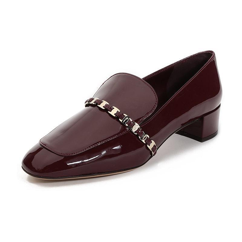 Salvatore Ferragamo 菲拉格慕 女士漆面牛皮VARA链条莫卡辛鞋单鞋 0733355