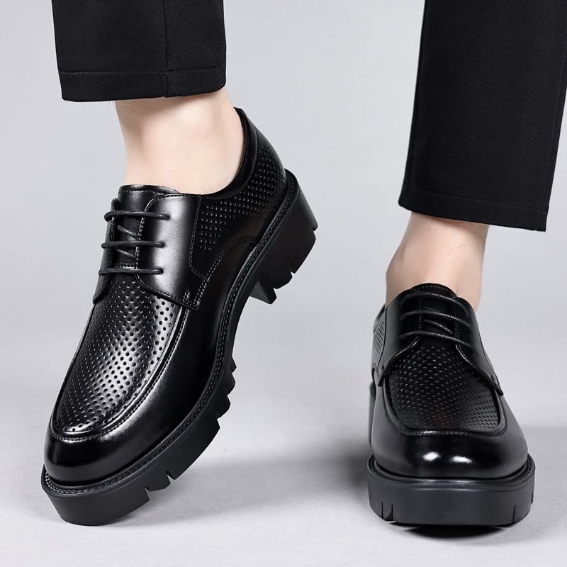 增高鞋男鞋透气镂空商务正装内增高皮鞋厚底结婚新郎鞋图片