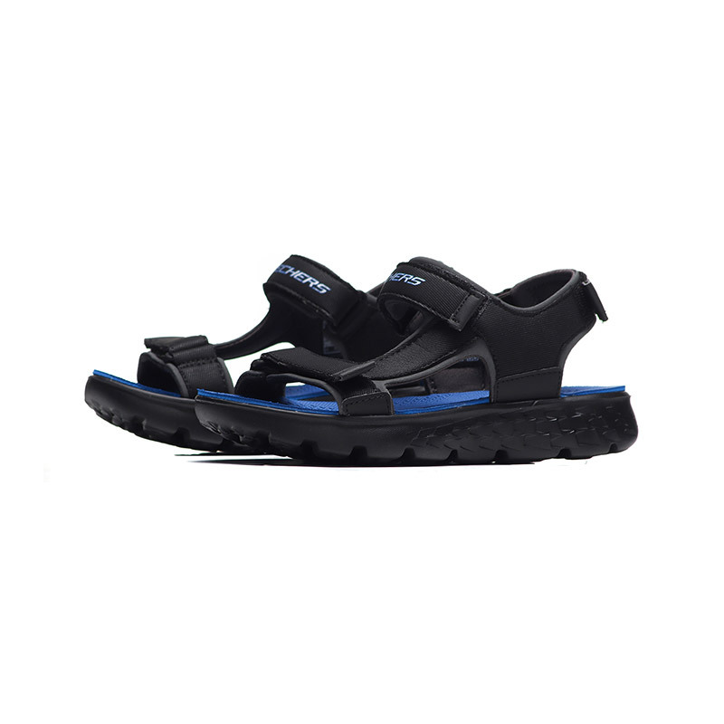 【自营】Skechers斯凯奇男大童凉鞋轻便魔术贴透气运动鞋95697L 95697L/BKRY黑色+宝蓝色