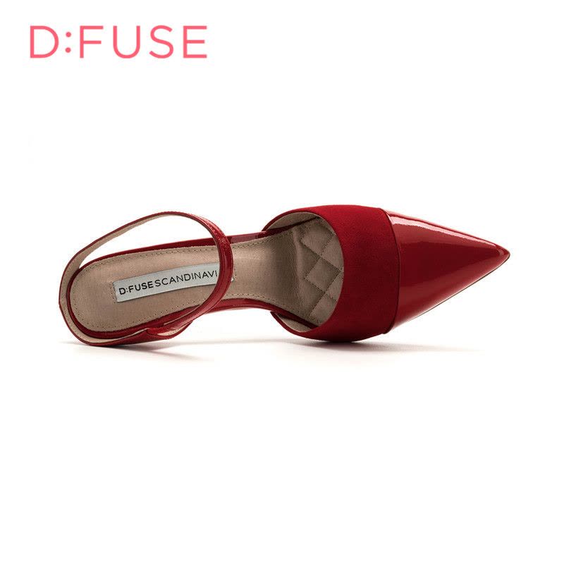 D：Fuse/迪芙斯尖头细跟职业休闲漆皮女拖鞋DF82110233图片