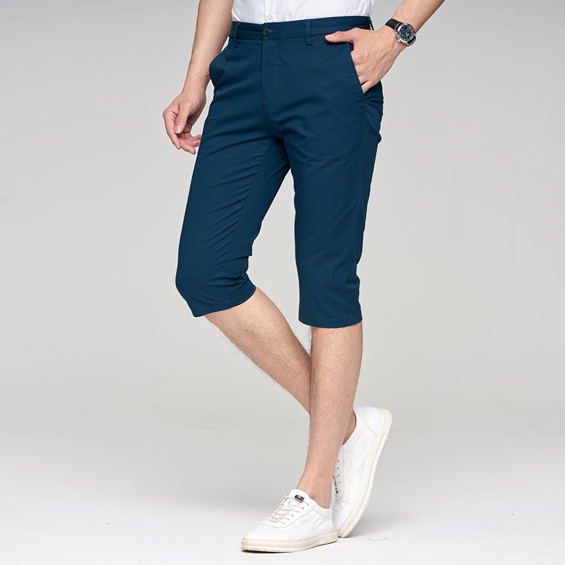 才子男装2018夏季新款男士青年休闲时尚直筒7分裤长裤修身男裤潮