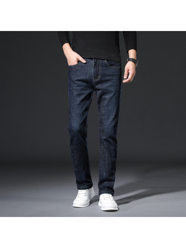 春秋男式弹力常规牛仔裤男青年韩版宽松小直筒长裤男装百搭休闲裤