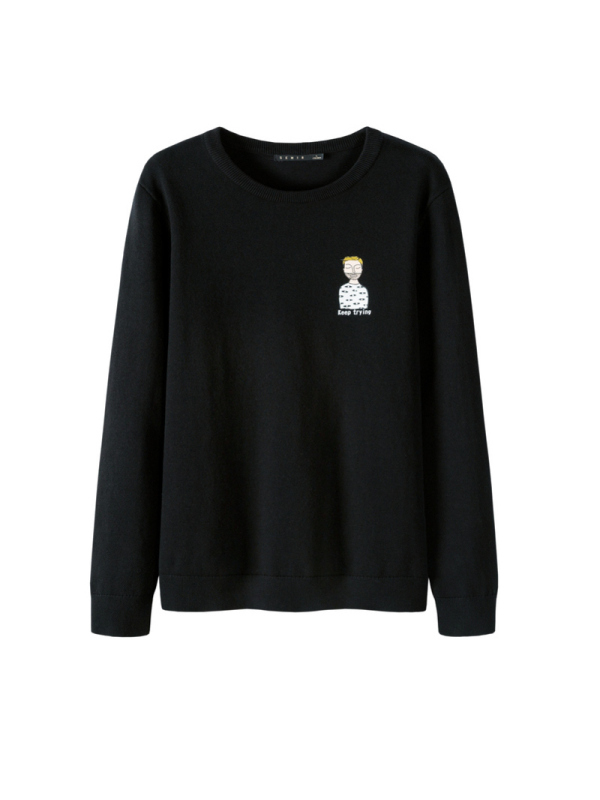 【领198-100券再购】森马针织衫男士毛衣穿搭春季打底衫男韩版个性潮男生黑色上衣