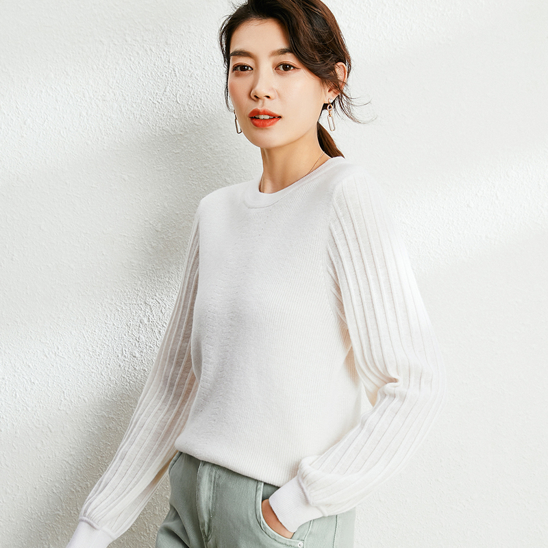 恒源祥女装100纯羊毛针织衫女套头毛衣色2020春季羊毛衫女