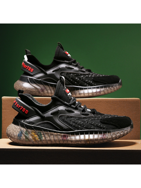 Ceba个性爆米花彩虹底时尚休闲椰子鞋2021飞织透气运动男鞋轻便跑步鞋