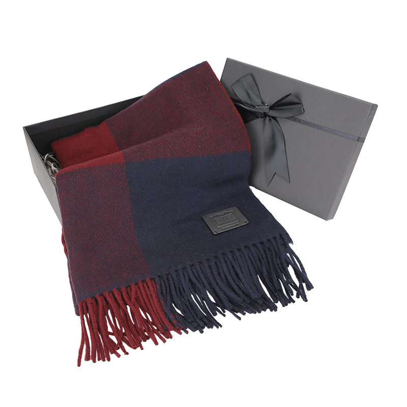 coach蔻驰奢侈品男士红蓝拼色绵羊毛材质双面长款围巾f76389win