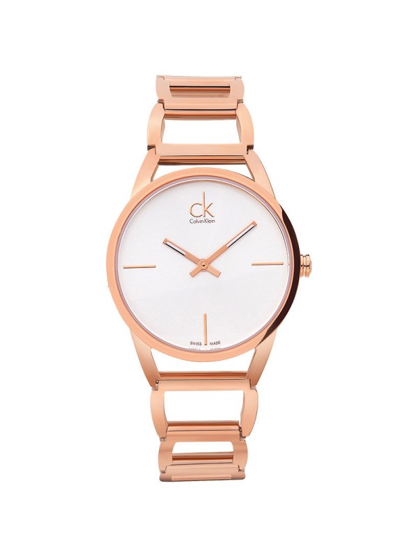 瑞士正品ck手表女卡尔文克莱恩玫瑰金镂空石英腕表手镯款k3g23626