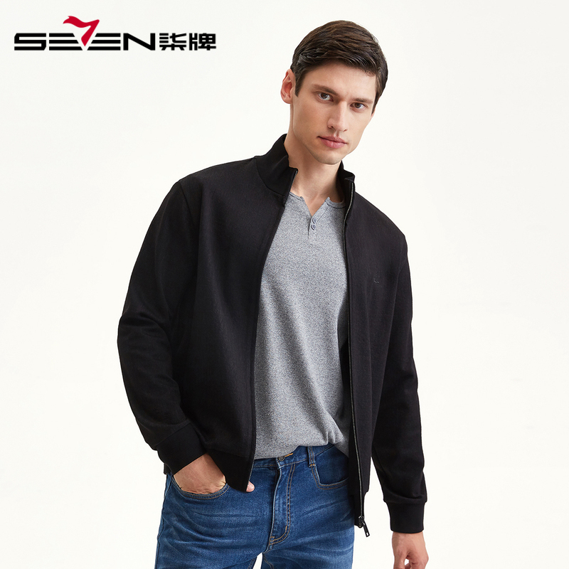 柒牌SEVEN男装卫衣2019秋冬长袖开衫休闲运动上衣百搭舒适外套男