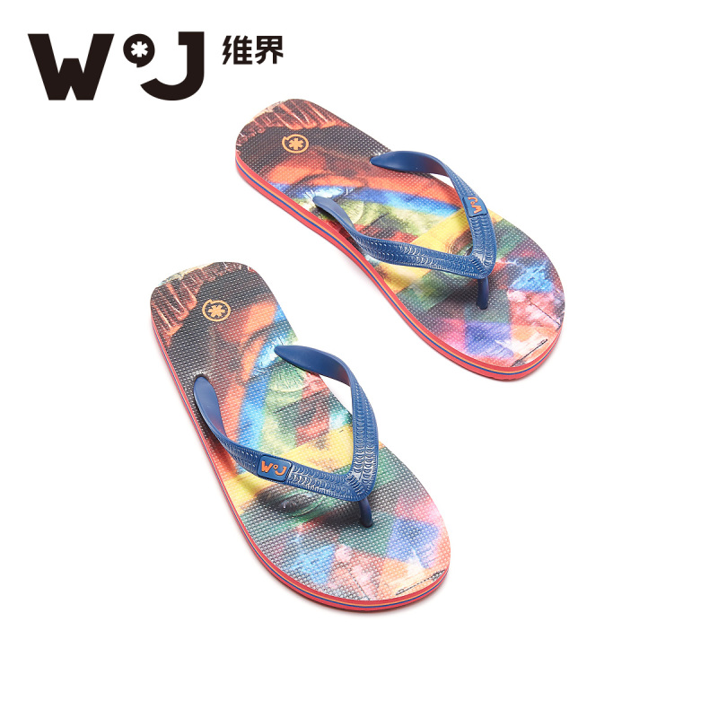 维界夏季新款沙滩个性创意欧美时尚防滑潮流夹脚平底人字拖鞋男