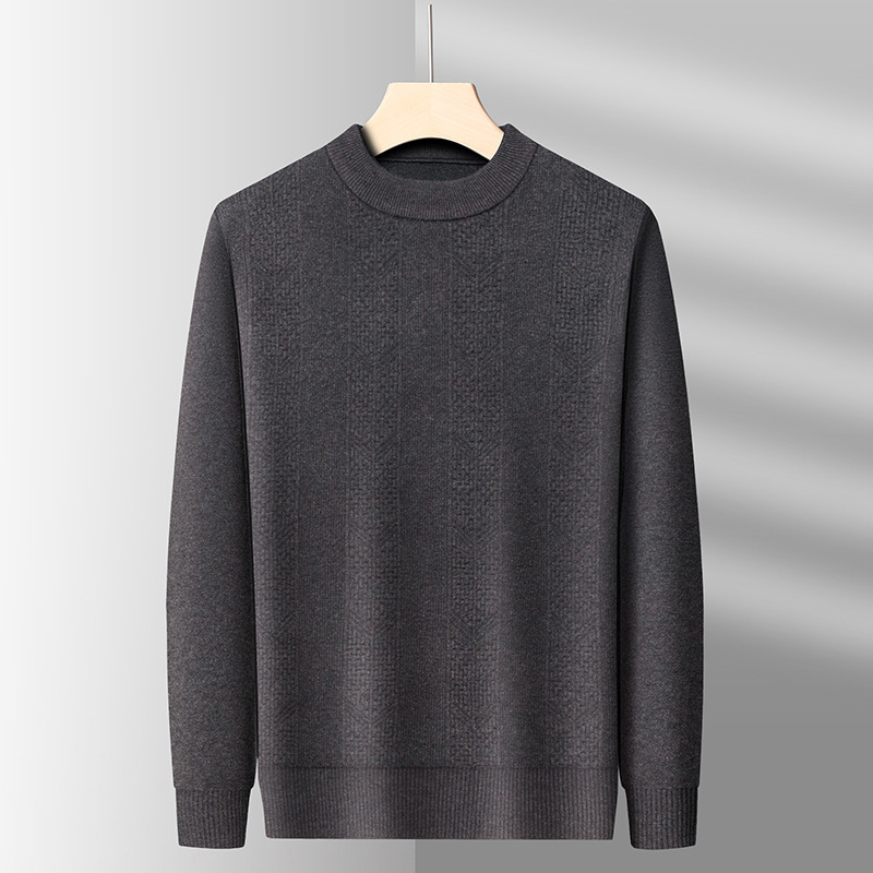细软绵羊毛加厚男式休闲秋冬羊毛衫圆领羊毛保暖针织打底衫厚