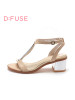 迪芙斯D:FUSE羊皮圆头中跟搭扣金属凉鞋女DF52111054