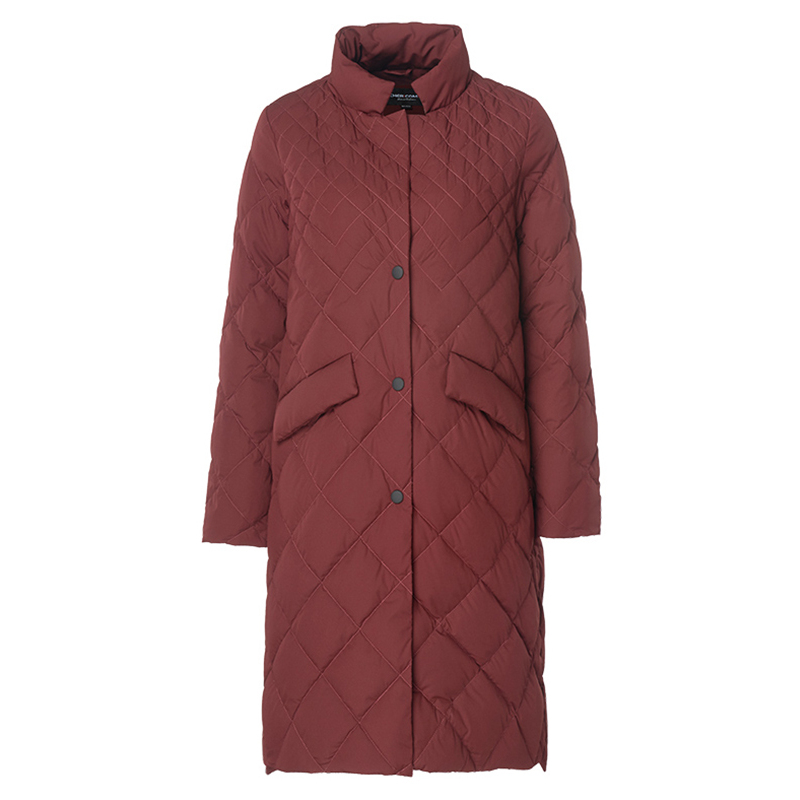 千仞岗2018新品西装领轻薄羽绒服女中长款纯色显瘦修身外套229066