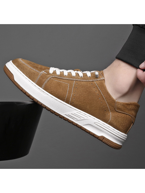 男鞋真皮2025春季新款休闲皮鞋男士软底一脚蹬板鞋运动鞋