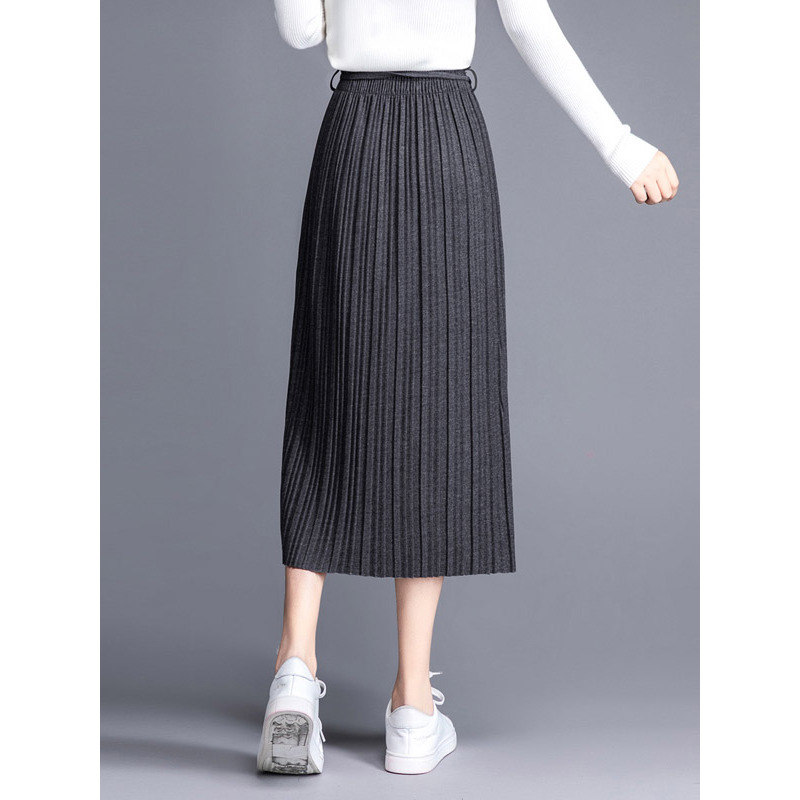 丝柏舍冬装女2019韩版纯色收腰显瘦气质中长款半身裙s94t6027b