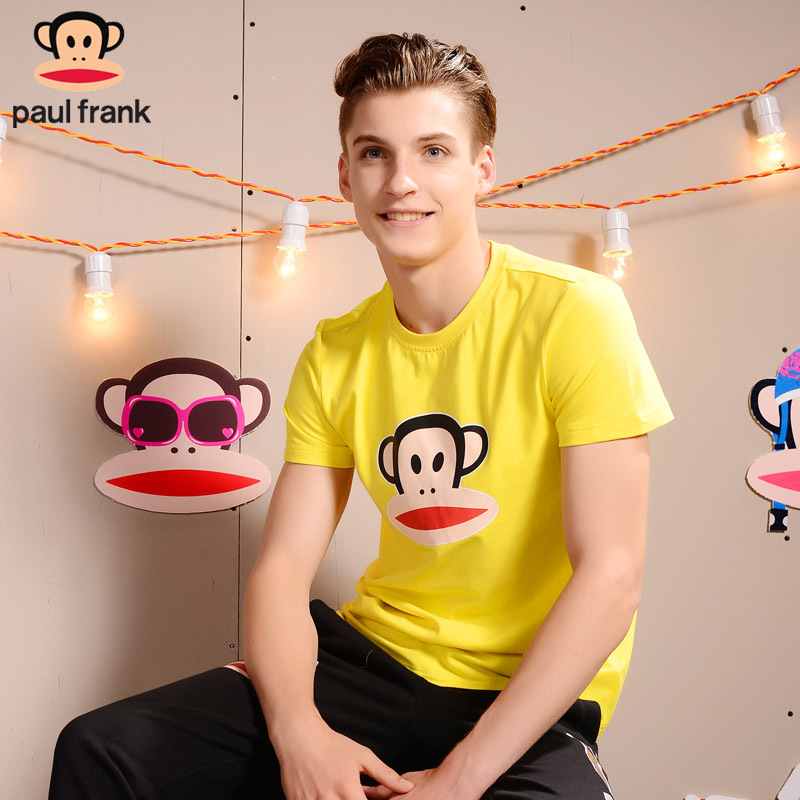 Paul Frank/大嘴猴夏装新品男款经典时尚休闲印花圆领短袖T恤潮