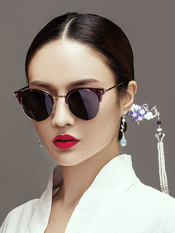 best宝视达新款女士全框复古猫眼潮流墨镜女简约时尚眼镜偏光太阳镜