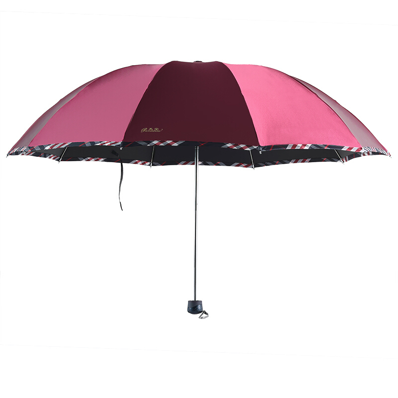 天堂伞 晴雨伞遮阳伞三折叠黑胶防晒防紫外线太阳伞加大双人经典商务