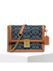 COACH\蔻驰 CHAMBRAY 链条单肩包 盒子椭圆扣牛仔 织物\牛皮革