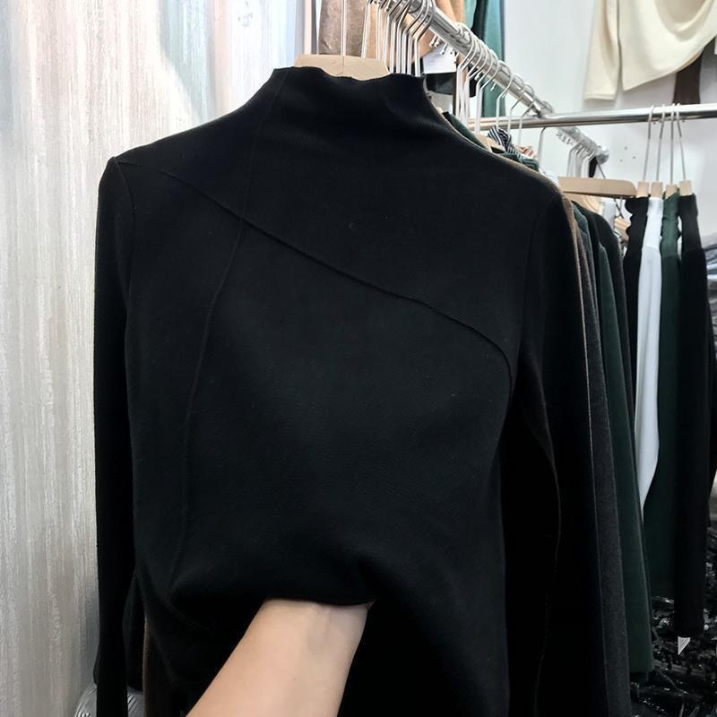 德绒半高领打底衫女秋冬新款洋气修身保暖学生长袖T恤女上衣