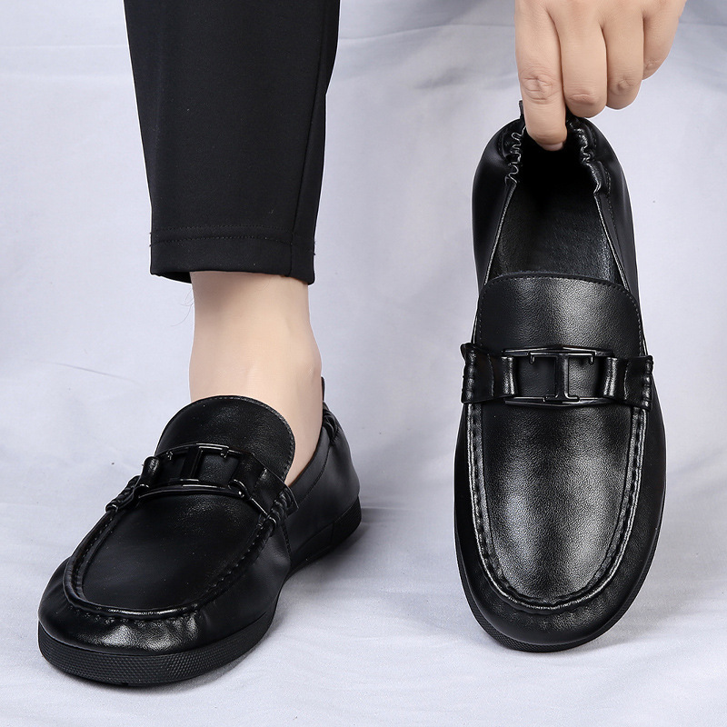 春季新款乐福鞋男士时尚商务休闲皮鞋男透气舒适一脚蹬豆豆鞋