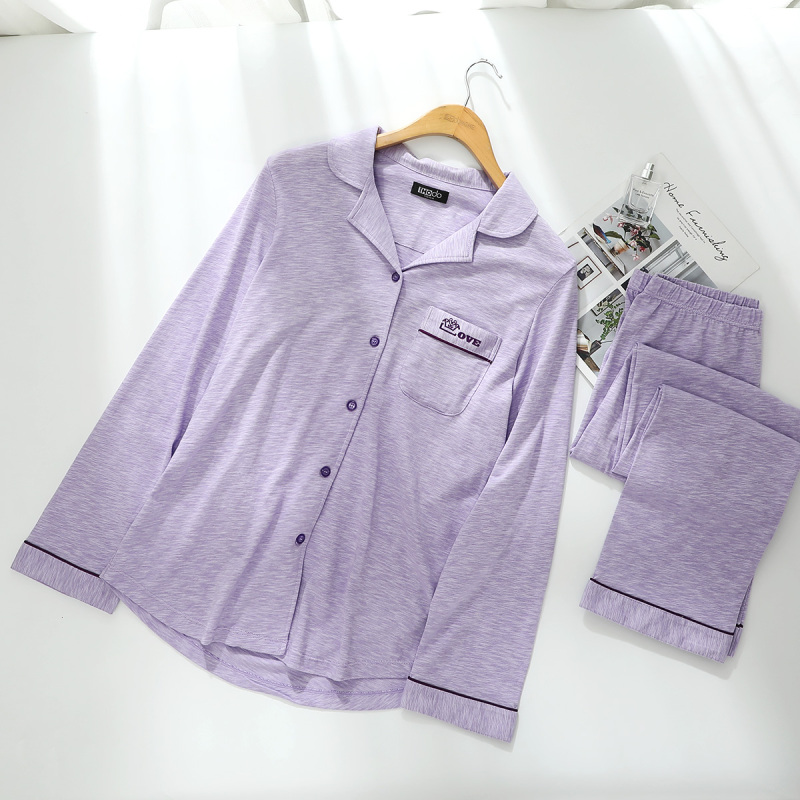 红豆居家(Hodohome)女士家居服女式纯棉睡衣经典开衫长袖居家服套装