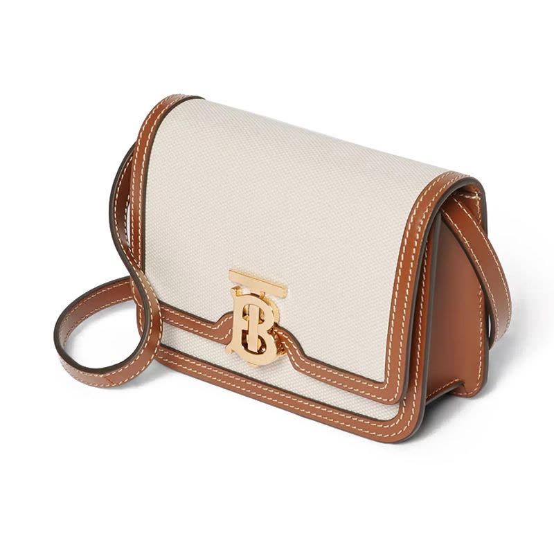 预订20春夏 BURBERRY TB专属标识双色帆布拼皮革锁扣包迷你8017110 17*6*12.5CM图片