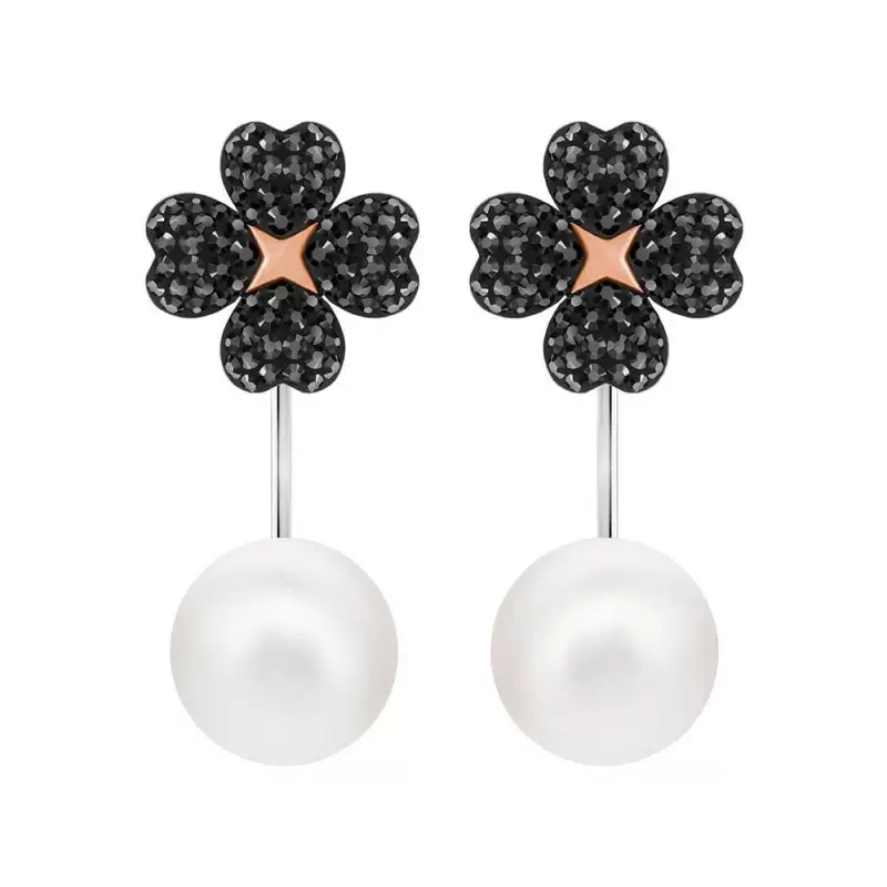 Swarovski/施华洛世奇正品耳环女黑水晶四叶草耳饰