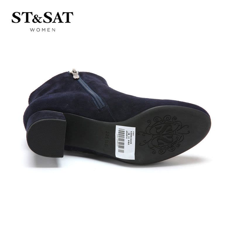 星期六ST&SAT绒面羊皮尖头中跟拉链亮片深口女鞋SS44112369图片
