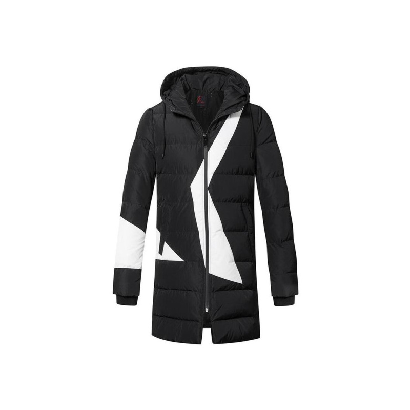 gxg羽绒服男装冬季修身时尚黑色中长款休闲羽绒服外套