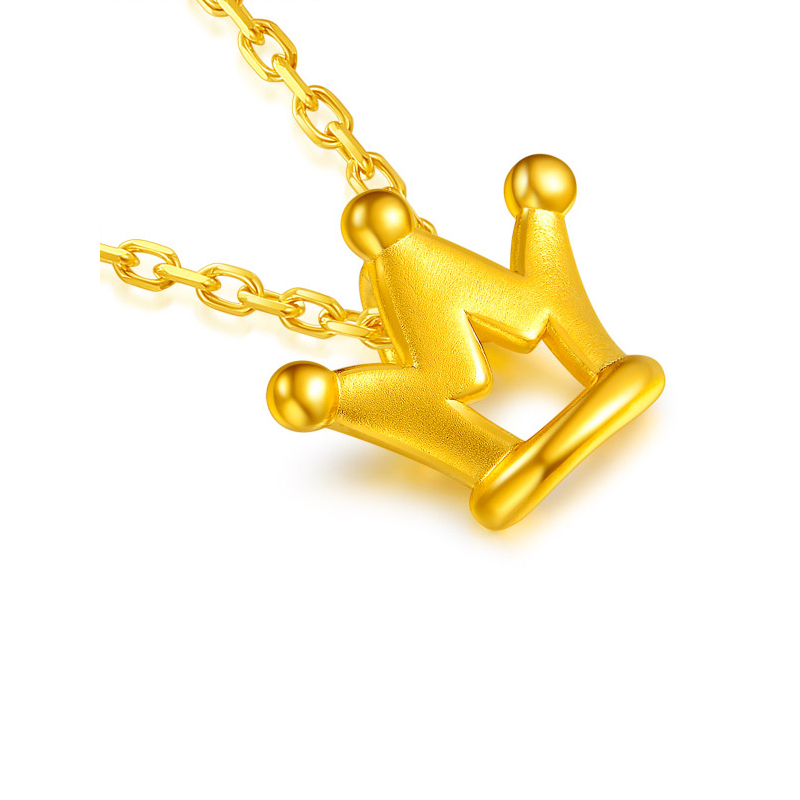 zhaoliang兆亮珠宝3d硬金皇冠黄金吊坠女款足金999项链坠礼物送女友
